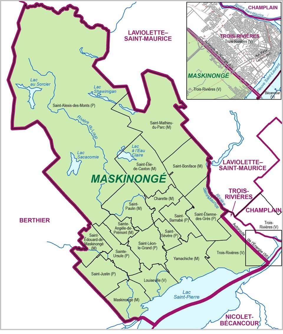 Carte de la MRC de Maskinongé, en Mauricie