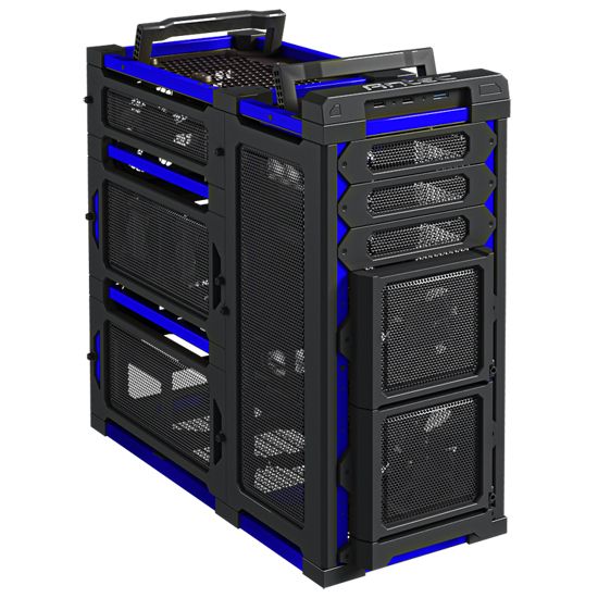 LAB Funny White avant : boîtier Antec noir et bleu